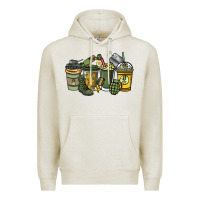 Oatmeal Heather Army coffee cups 4th of july Premium Hoodie - HowdyJamesFarm