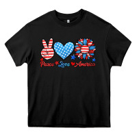 Black peace love america Heavy Core Tee - HRA Design Shop