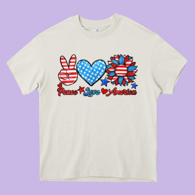 Peace Love America Heavy Core Tee Designed By Hra Design Shop