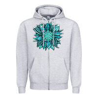 Heather Grey winter sunflower Zipper Hoodie - Jasminsmagicworld