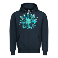 Navy winter sunflower Zipper Hoodie - Jasminsmagicworld