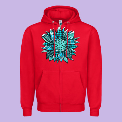 Winter Sunflower Zipper Hoodie Designed By Jasminsmagicworld