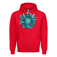 Red winter sunflower Zipper Hoodie - Jasminsmagicworld