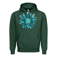 Sports Green winter sunflower Zipper Hoodie - Jasminsmagicworld