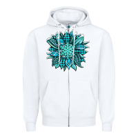 White winter sunflower Zipper Hoodie - Jasminsmagicworld