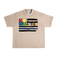 French Oak autism usa flag Urban Heavy Tee - MaliasSmallBusiness
