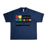 Navy autism usa flag Urban Heavy Tee - MaliasSmallBusiness