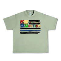 Oil Green autism usa flag Urban Heavy Tee - MaliasSmallBusiness