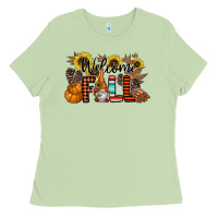Matcha Welcome Fall Pumpkin Ladies Tee - CowhideDigitalArt
