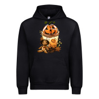 Black Halloween Jack O Lantern Bobba Cup Urban Hoodie - FaDigitalArtStudio