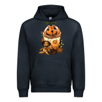 Navy Halloween Jack O Lantern Bobba Cup Urban Hoodie - FaDigitalArtStudio