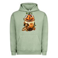 Pigment Oil Green Halloween Jack O Lantern Bobba Cup Urban Hoodie - FaDigitalArtStudio
