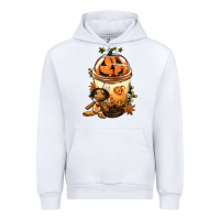 White Halloween Jack O Lantern Bobba Cup Urban Hoodie - FaDigitalArtStudio