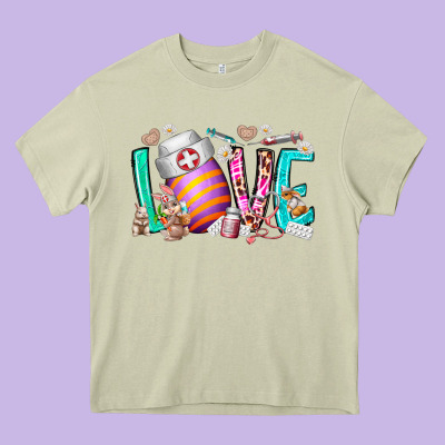 Love Easter Day Nurse Heavy Core Tee Designed By Racoondesign