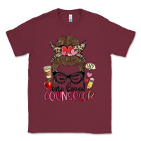 Burgundy messy bun one loved counselor Classic Tee - MaliasSmallBusiness