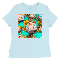 Baby Blue hedgehog western seamless pattern Ladies Tee - HRA Design Shop