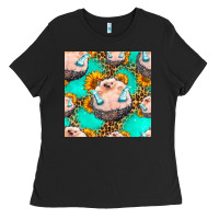 Black hedgehog western seamless pattern Ladies Tee - HRA Design Shop