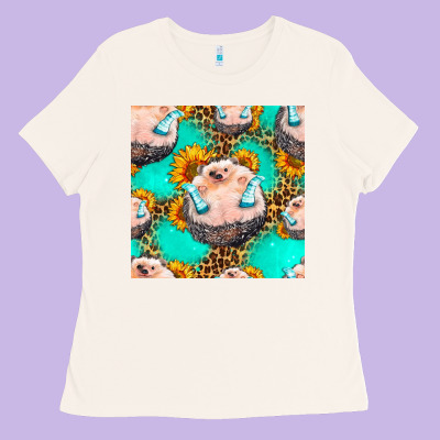 Hedgehog Western Seamless Pattern Ladies Tee Designed By Hra Design Shop