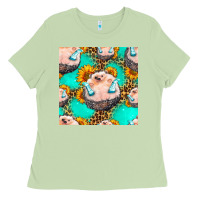 Matcha hedgehog western seamless pattern Ladies Tee - HRA Design Shop