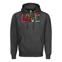 Charcoal Heather our lady of guadalupe love Zipper Hoodie - Jasminsmagicworld