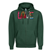 Sports Green our lady of guadalupe love Zipper Hoodie - Jasminsmagicworld