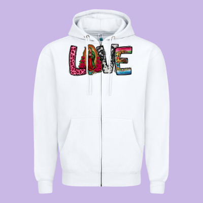 Our Lady Of Guadalupe Love Zipper Hoodie Designed By Jasminsmagicworld