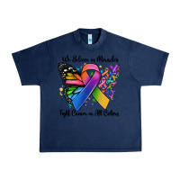 Navy we believe in miracles fight cancer in all colors Urban Heavy Tee - MaliasSmallBusiness