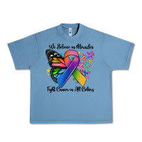 Pebble Blue we believe in miracles fight cancer in all colors Urban Heavy Tee - MaliasSmallBusiness