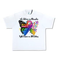 White we believe in miracles fight cancer in all colors Urban Heavy Tee - MaliasSmallBusiness