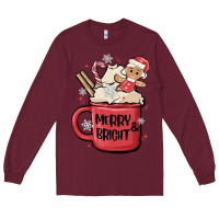 Burgundy merry and bright Long Sleeve Tee - MaliasSmallBusiness