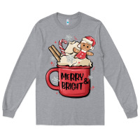 Heather Grey merry and bright Long Sleeve Tee - MaliasSmallBusiness