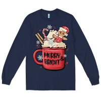 Navy merry and bright Long Sleeve Tee - MaliasSmallBusiness