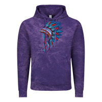 Cloud Purple indian headdress with american flag Vintage Hoodie - BarkalooDesign