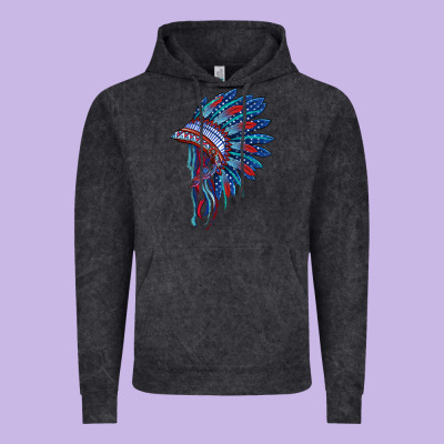Indian Headdress With American Flag Vintage Hoodie Designed By Barkaloodesign