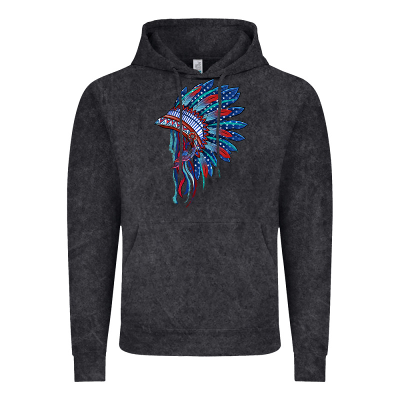 Indian Headdress With American Flag Vintage Hoodie by BarkalooDesign | Teevron