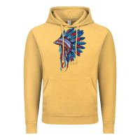 Vintage Mustard indian headdress with american flag Vintage Hoodie - BarkalooDesign