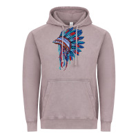 Vintage Zinc indian headdress with american flag Vintage Hoodie - BarkalooDesign