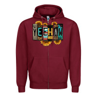 Burgundy yeehaw license plate letters Zipper Hoodie - Jasminsmagicworld