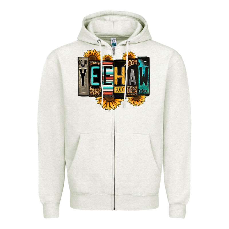 Yeehaw License Plate Letters Zipper Hoodie by Jasminsmagicworld | Teevron