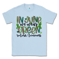 Dusty Blue in june we wear green scoliosis awareness Classic Tee - MaliasSmallBusiness