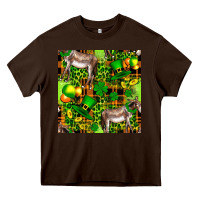 Chocolate Brown St. Patrick's Donkey With Leprechaun Hat Seamless Heavy Core Tee - FaDigitalArtStudio