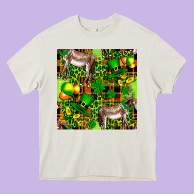St. Patrick's Donkey With Leprechaun Hat Seamless Heavy Core Tee Designed By Fadigitalartstudio