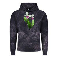 Cloud Black Pink And White Lady's Slipper Flower Illustrations Vintage Hoodie - LillyAllenDesigns