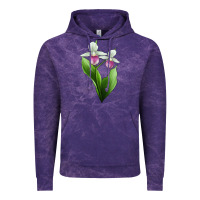 Cloud Purple Pink And White Lady's Slipper Flower Illustrations Vintage Hoodie - LillyAllenDesigns