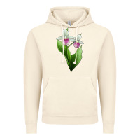 Vintage Artic Pink And White Lady's Slipper Flower Illustrations Vintage Hoodie - LillyAllenDesigns