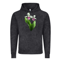 Vintage Black Pink And White Lady's Slipper Flower Illustrations Vintage Hoodie - LillyAllenDesigns