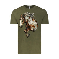 Vintage Olive Mustang Horse Vintage Tee - LillyAllenDesigns