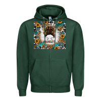 Sports Green mom life messy bun western Zipper Hoodie - Jasminsmagicworld