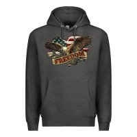 Charcoal Heather Freedom America Eagle 4th of july Premium Hoodie - HowdyJamesFarm
