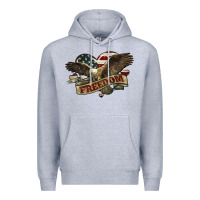 Heather Grey Freedom America Eagle 4th of july Premium Hoodie - HowdyJamesFarm
